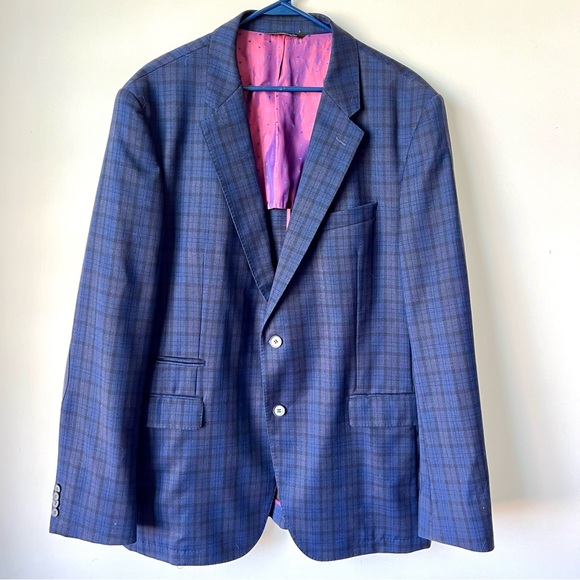 SARAR Men’s Navy and Black Plaid Wool Nadia Blazer—SZ. 48R - Picture 16 of 17